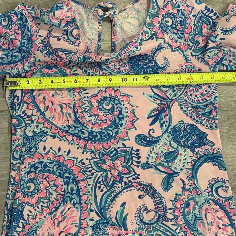 Lilly Pulitzer Mellorie Dress Cotton Pink Tropics Tint Tangerine Dream Sz Large - Picture 3 of 6